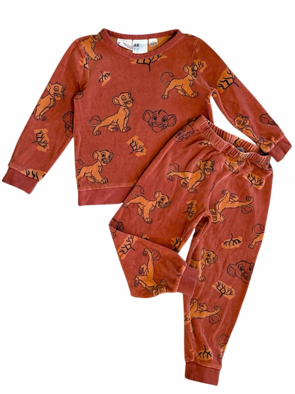H&M X Disney' Lion King Simba Rust Orange Lounge Outfit Set Size 5T Toddler